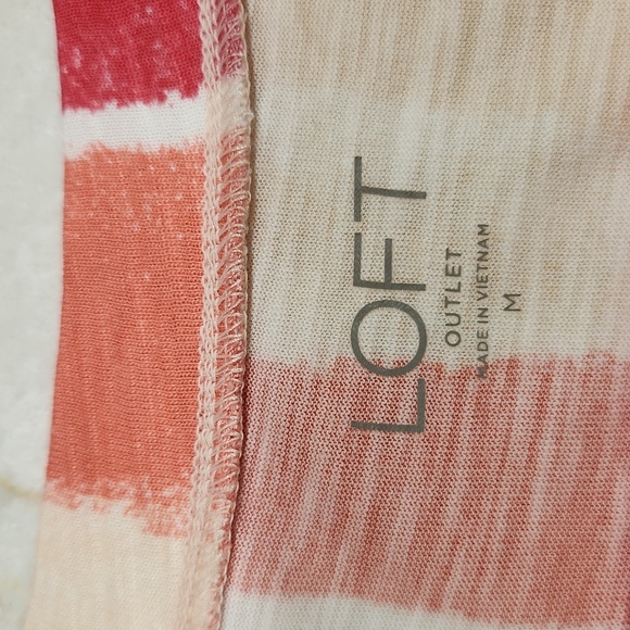 Loft Outlet Peach Toned Ruffle Sleeveless, V Neck, Top, Medium - Picture 3 of 5